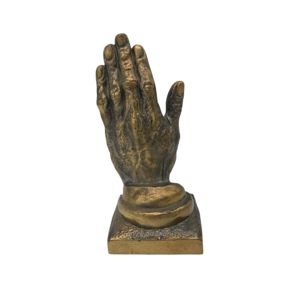 Gilded Metal Hand Sculpture Left Hand MCM 1960s Life Like Book End Vtg Art Decor